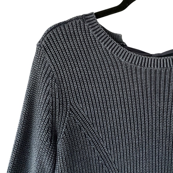 CASLON | NWOT BLUE COTTON RIBBED TIE-BACK TUNIC SWEATER | EXTRA SMALL - Picture 6 of 11